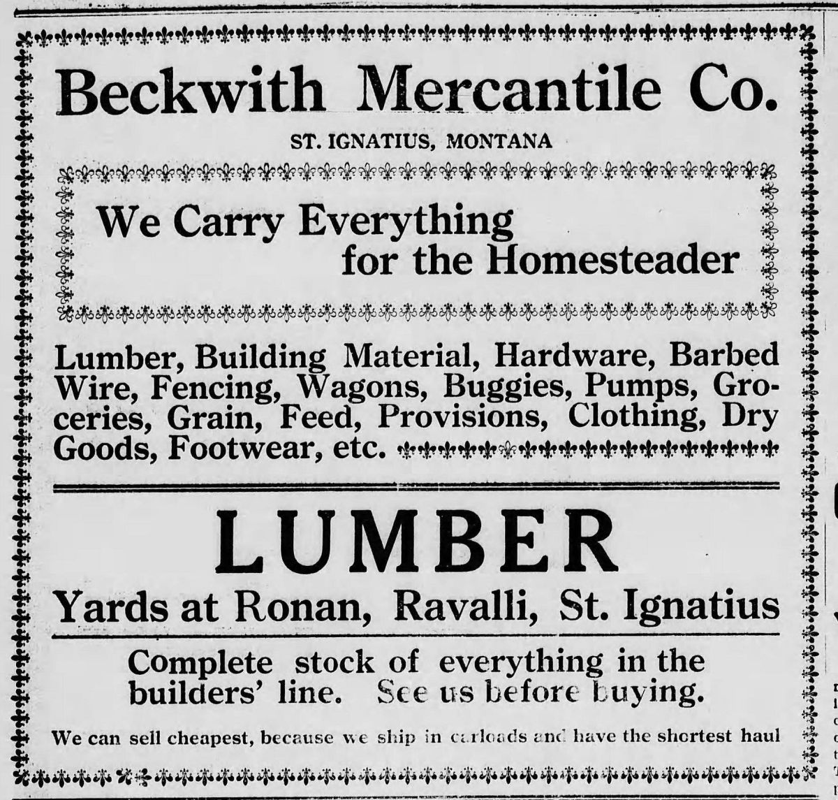 Newspaper ad for lumber